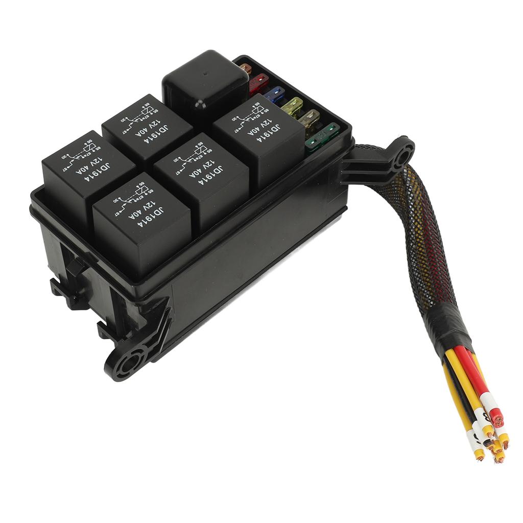 6 Way Fuse And Relay Box Pre Wired Fuse Relay Block with Lid for Car Truck Marine Boat DC12V