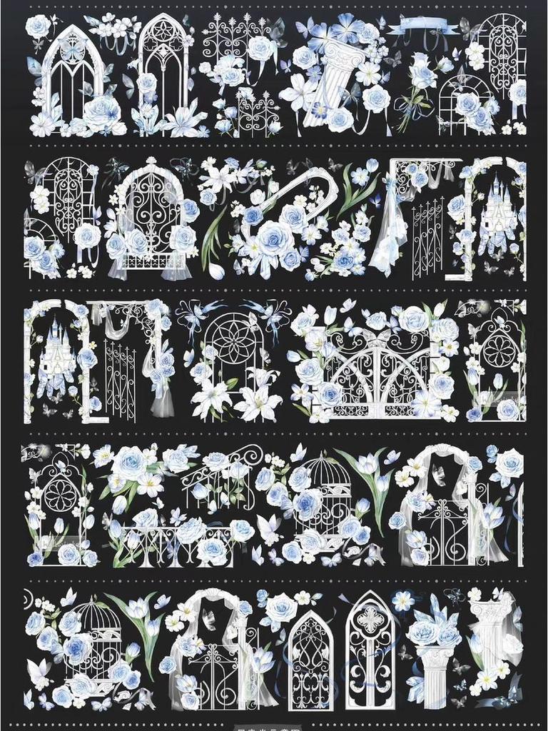 Falling Sunset Tide Washi Tape & Stickers for Journals: Flowing Hemp Ancient Style