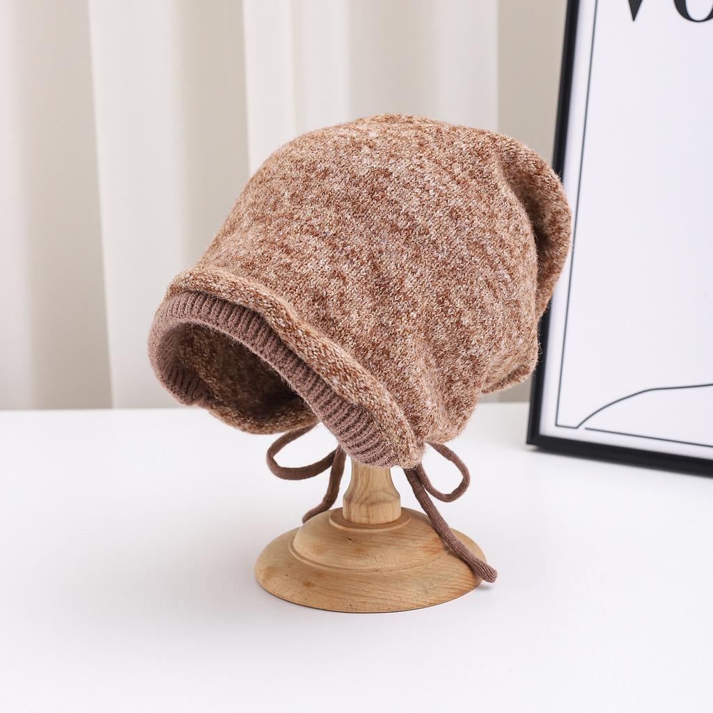 Knitted Hat Women'S Autumn And Winter Wool Hat Stacking Hat Solid Color Pullover Hat Fashion Warm Thickened Wool Hat