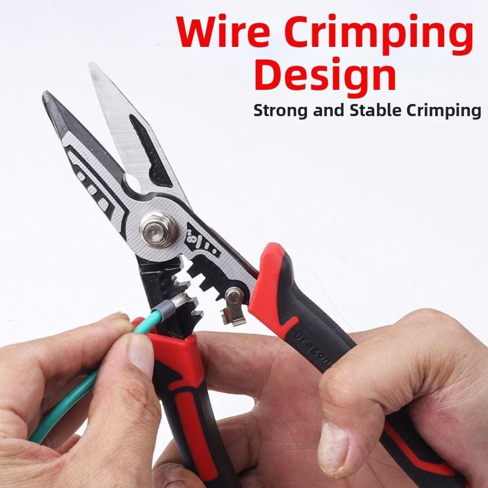 Multifunctional Wire Stripping Pliers Anti Slip Handle Aviation Snips Metal Sheet Shear Linesman