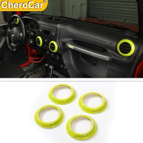 4x Center Dashboard AC Air Vent Outlet Trim Cover For Wrangler JK 2011-17 Green
