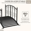 Garden Bridge, Steel, Side Railings, 120 kg Load, 119 x 67 x 70 cm, Black