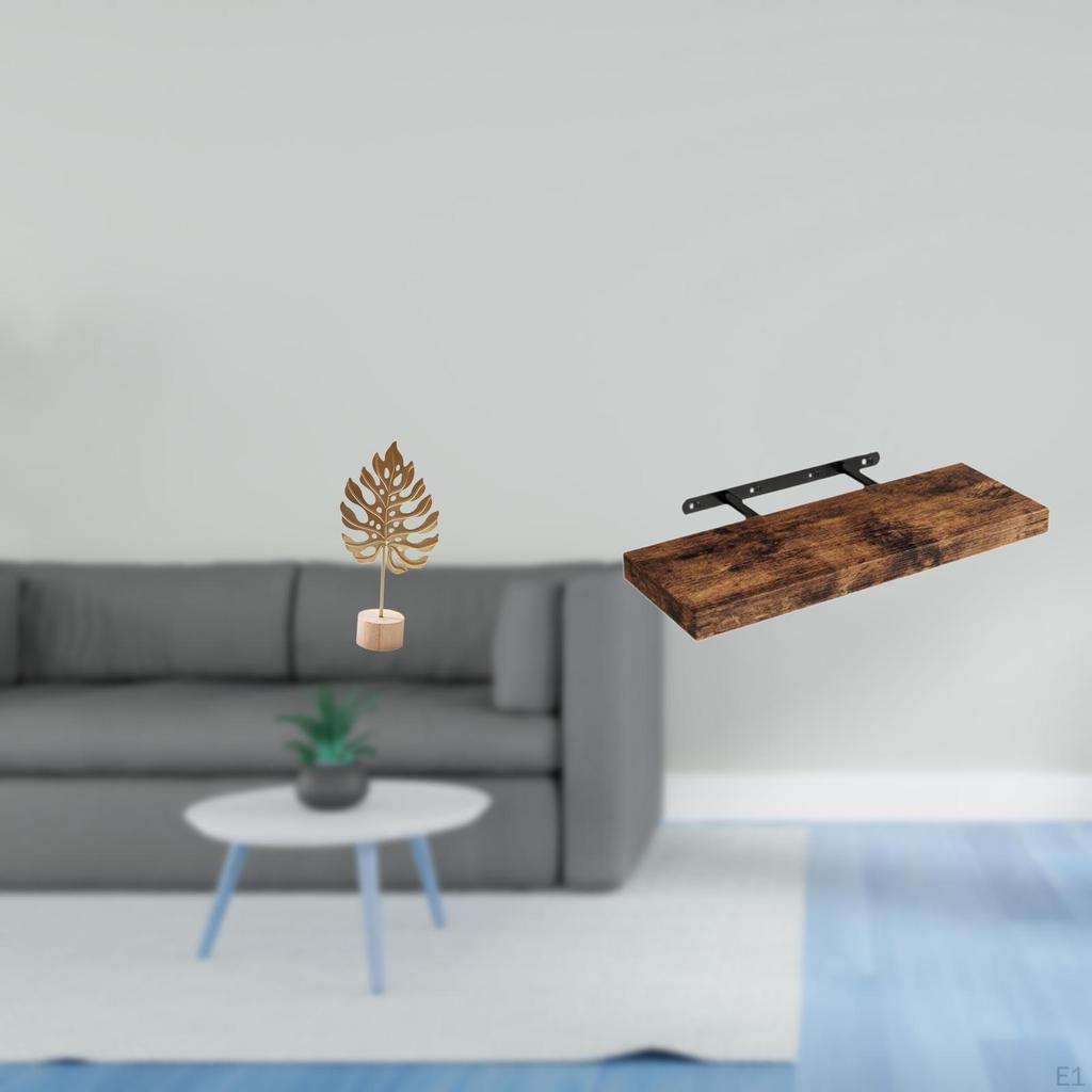 Nordic Abstract Metal Sculpture with Rustic Wood Shelf Multipurpose Space Saving Ornament for Home