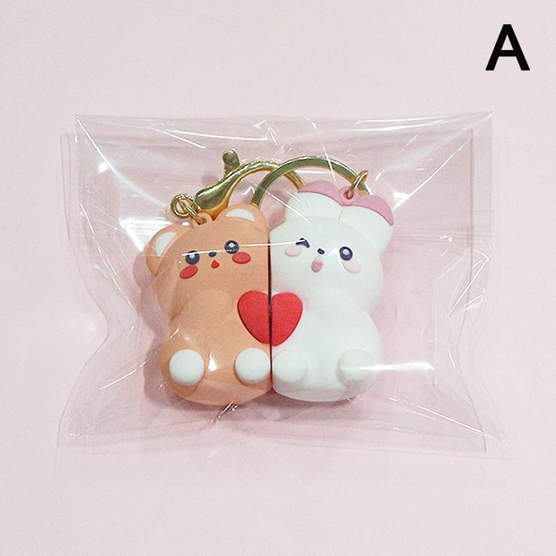 

2 шт. Магнитный брелок Милый мультяшный кулон в виде медведя и кролика Креативные аксессуары для подвешивания на сумку Милый парный брелок Подарок Украшение