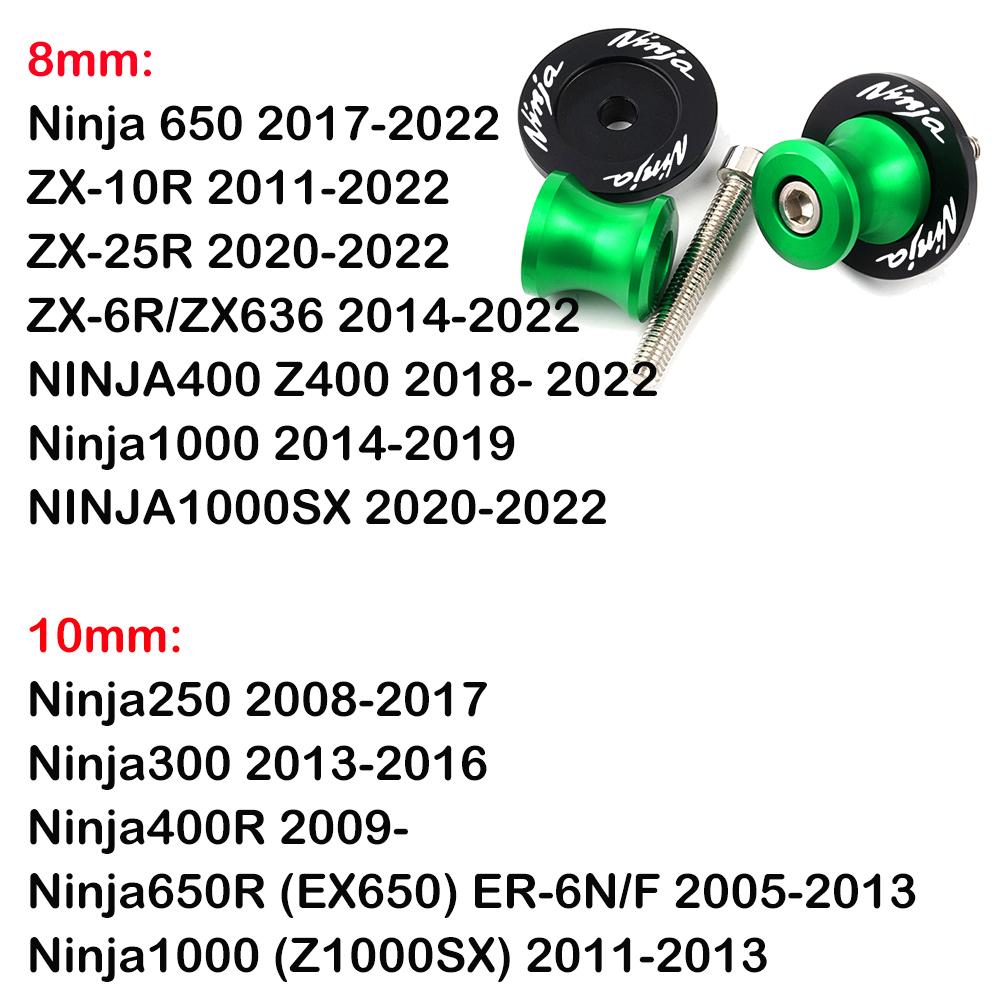 M8/M10 Ninja Swingarm Spools CNC Slider Stand Screw Valve Caps For Kawasaki Ninja650 Ninja1000sx Ninja 250 300 400 650 ZX6R