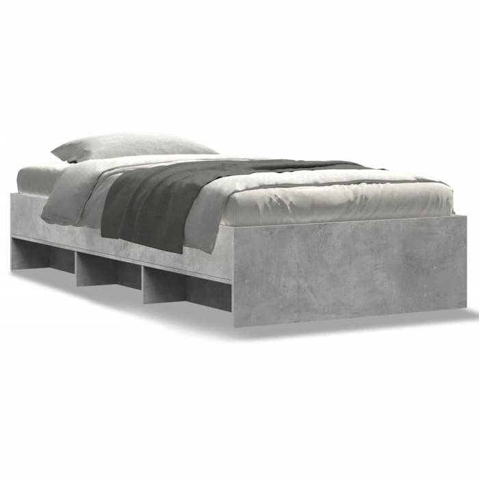 VidaXL Cadre de lit gris béton 100x200 cm bois d'ingénierie, meuble de chambre à coucher, lit simple, sommier, lit, cadre de 3295670