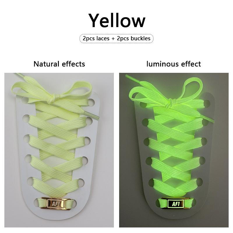 Flat Luminous Shoelace Fluorescent Shoelaces for Sneakers Glow In The Dark Night Shoe Laces for AF1 Shoestrings Buckle Decoratio
