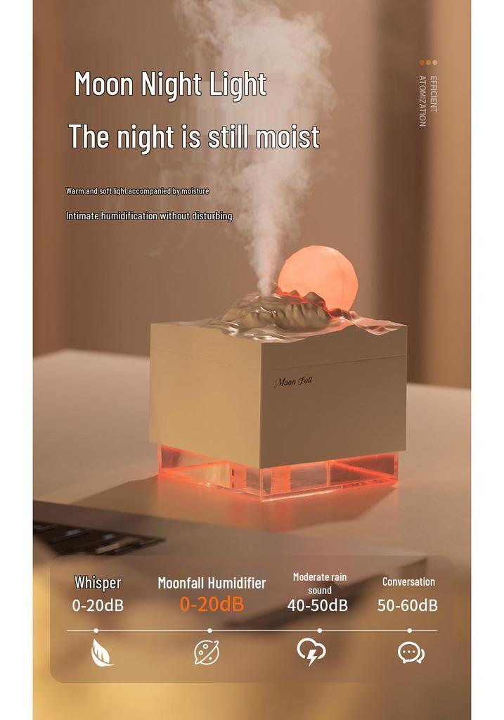 New Moon Large-Capacity Desktop Humidifier - Meteorite Design for Bedroom & Office