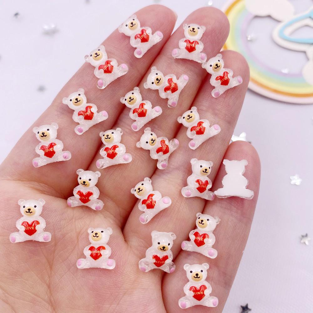 

50 шт. смоляные красочные мини-мультяшные медведи-любовники для дизайна ногтей с плоской задней частью, стразы, аппликация для скрапбукинга, сделай сам, подвески для ушей, аксессуары для поделок