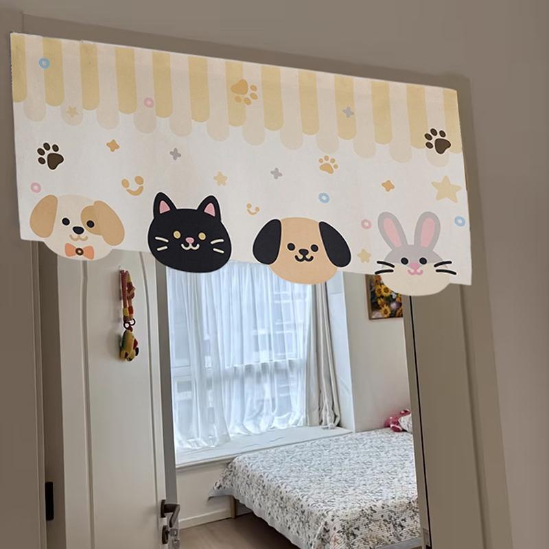 Animal Design Cartoon Door Curtain Self-Adhesive Non Perforated Home Decoration For Door , Window, Kitchen, Basement