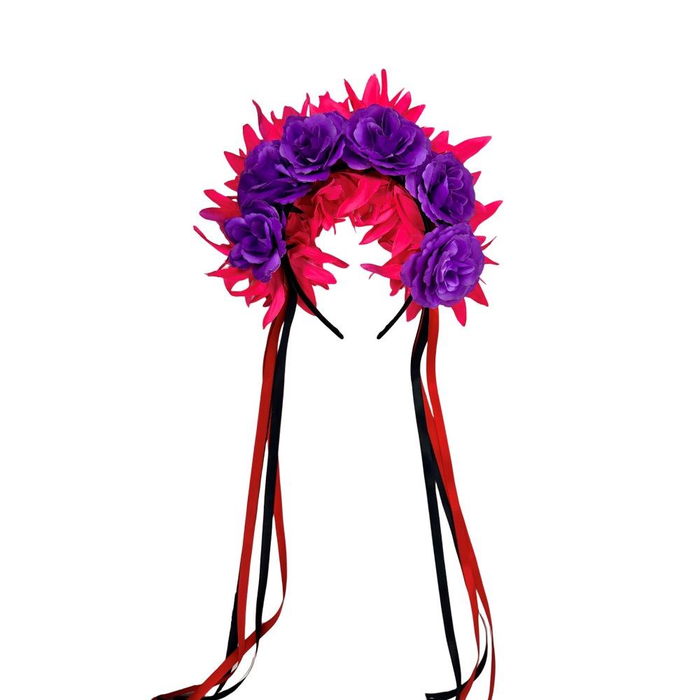 Cosplay Prop Rose Flower Headband Garland Halloween Headdress Scary Halloween Rose Hair Band  Party
