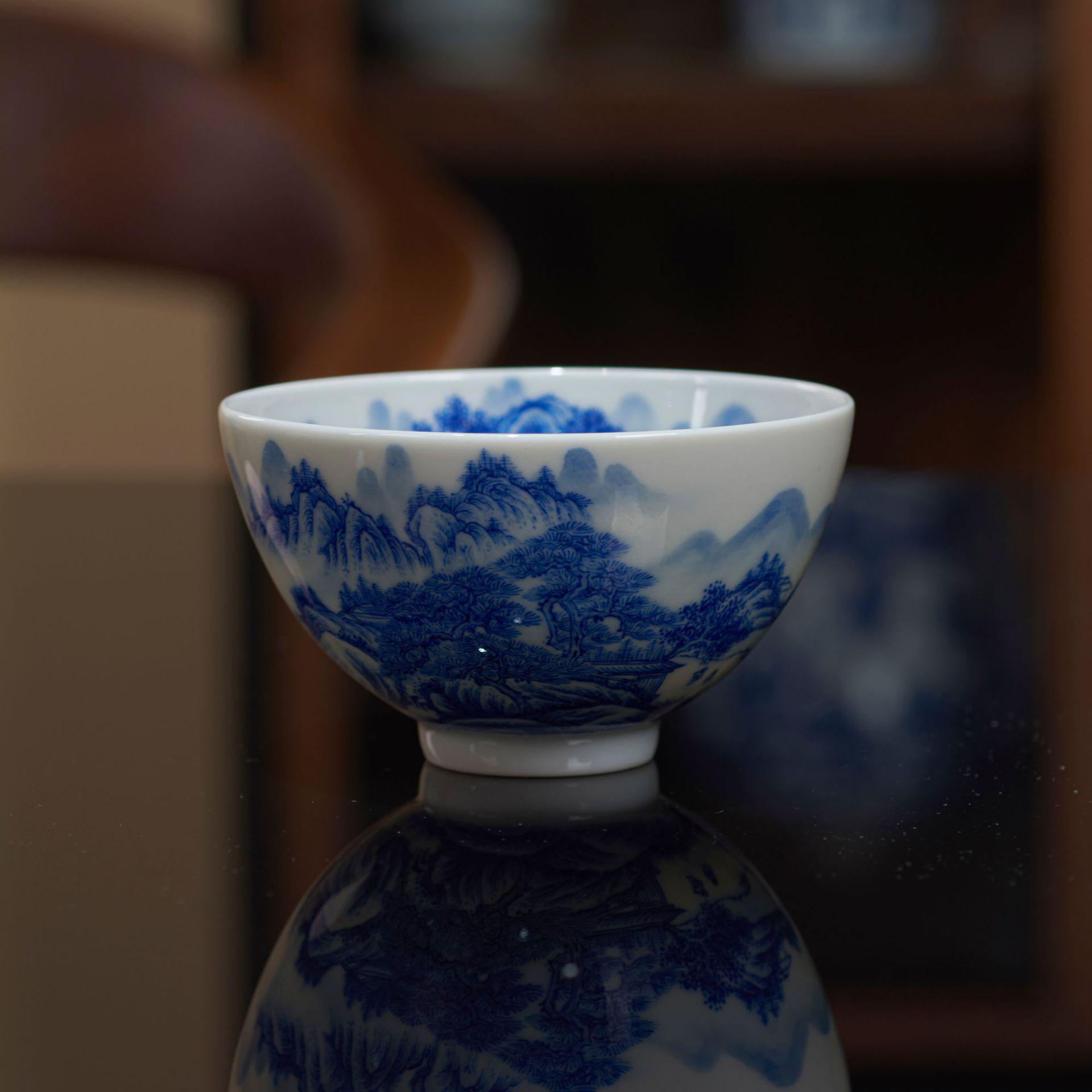 Hand-painted Blue and White Jingdezhen Ceramic Tea Cup - Landscape Design