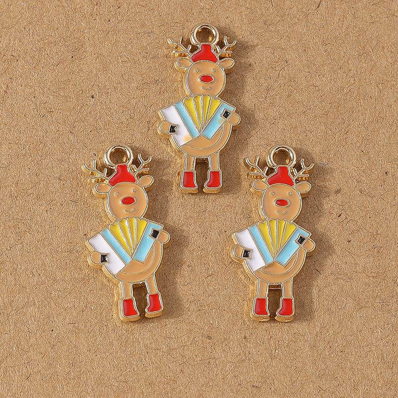 10pcs Enamel Christmas Tree Snowman Pendant Charms for Jewelry Making Christmas Earrings Necklaces DIY Accessories Supplies