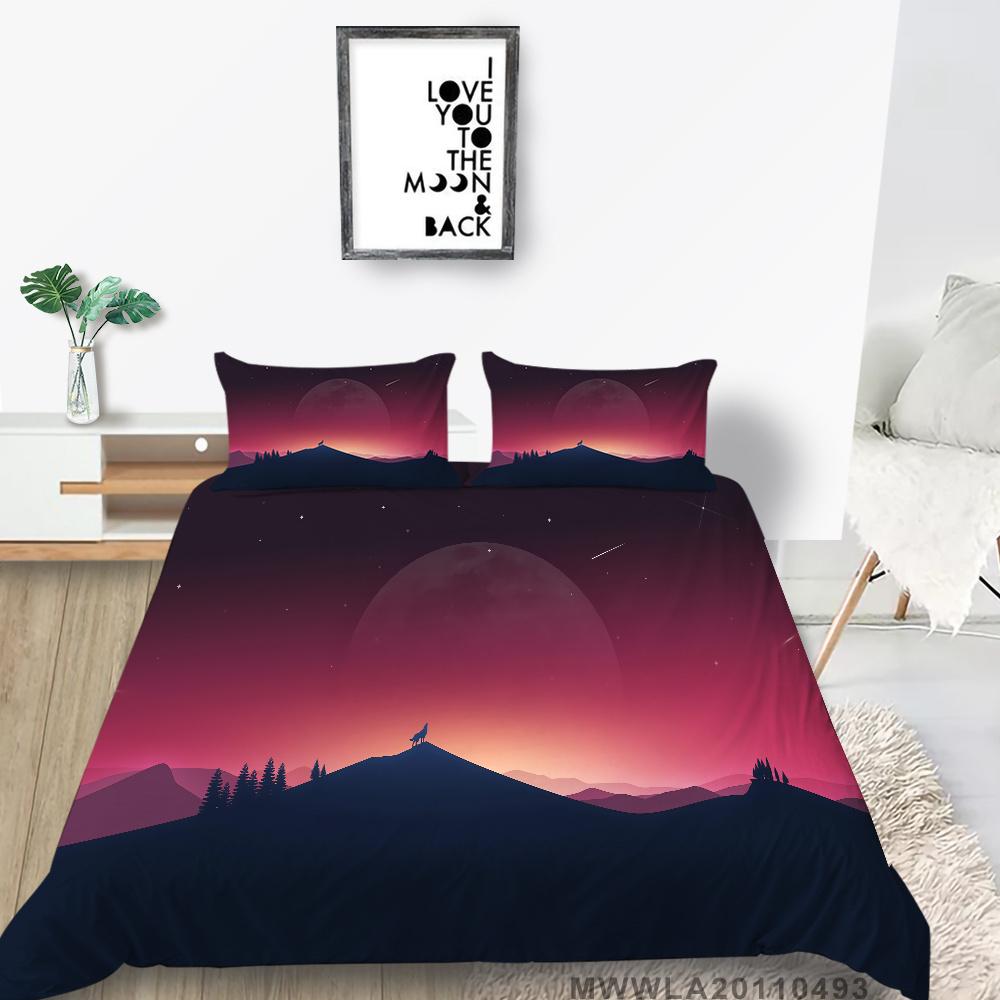 Home Bed Set with Bedding Pillow 2/3 Pcs Duvet Covers Highend 3D Wolf Printed Bedding Suit Home Textiles
