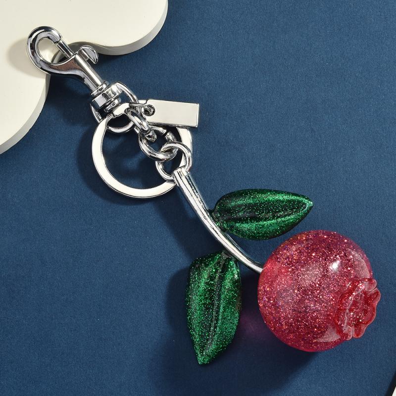 Sparkling Cherry Blueberries Pendant Keychain Summer Fruits Cherries Keyring For Women Men Jewelry Bag Pendant Accessories Gift