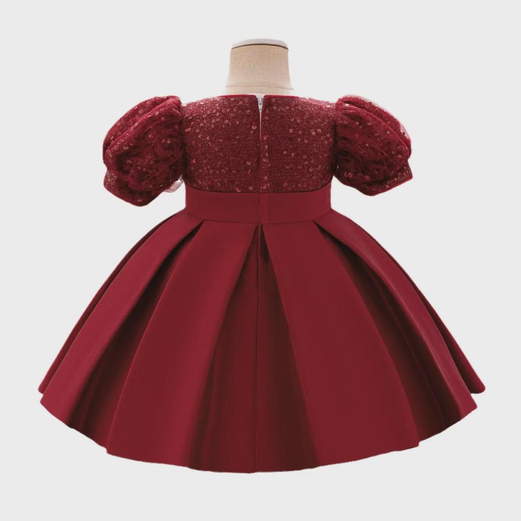 Pailletten-Prinzessinnenkleid mit Puffärmeln für Blumenmädchen