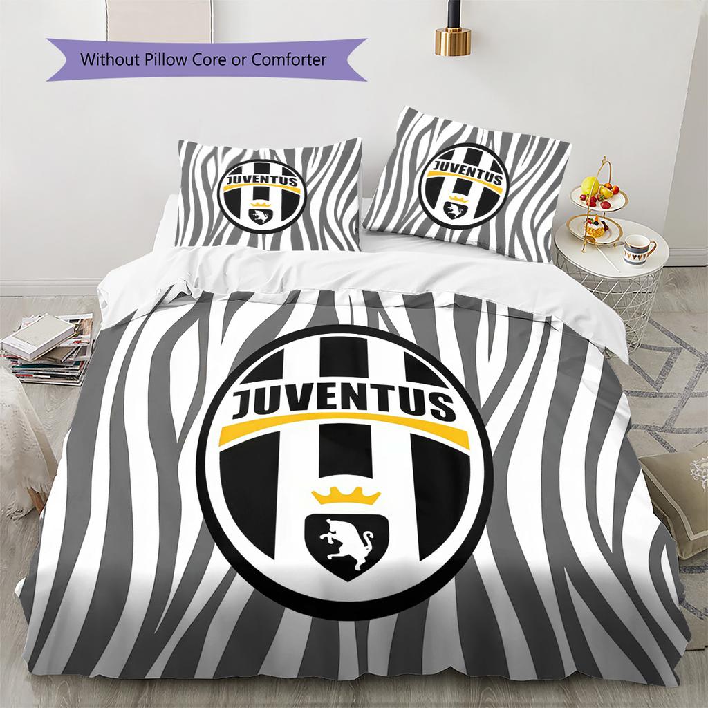 Set Copripiumino Trapuntato Juve Federa Federe Decorazione Casa Regalo di Compleanno (1 * copripiumino + 2 * federa, senza nucleo)