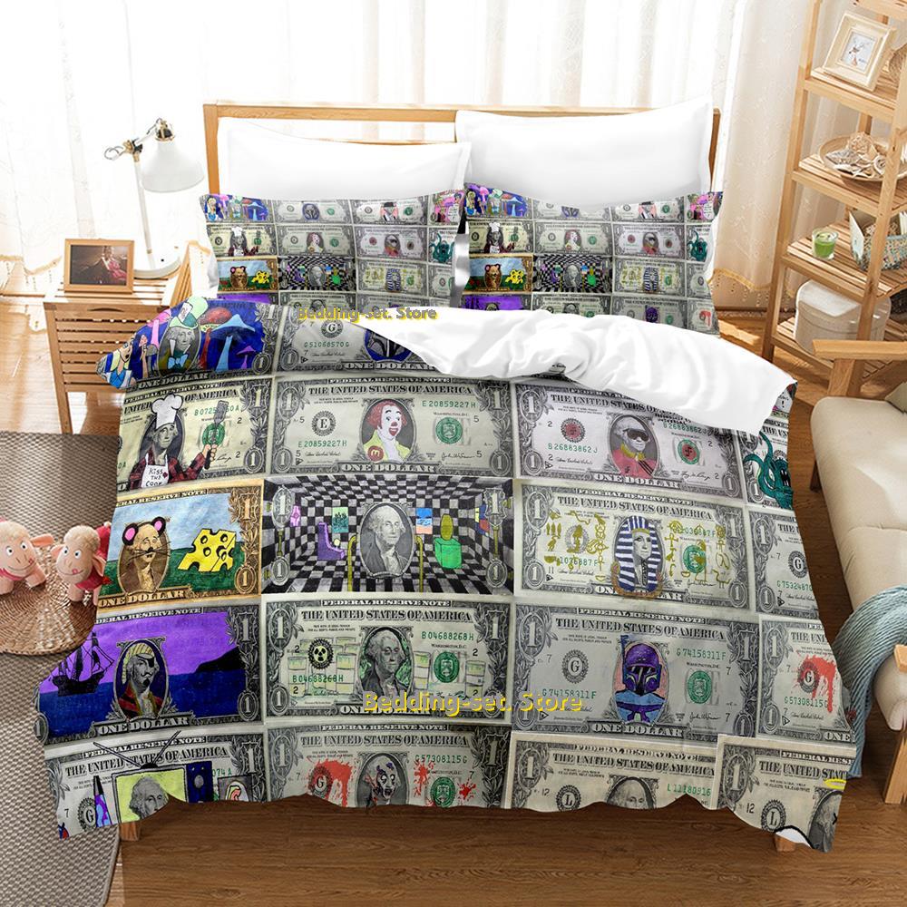 New Money Bedding Set Single Twin Full Queen King Size Bed Set Adult Kid Bedroom Duvetcover Sets Anime Parure De Lit Bed