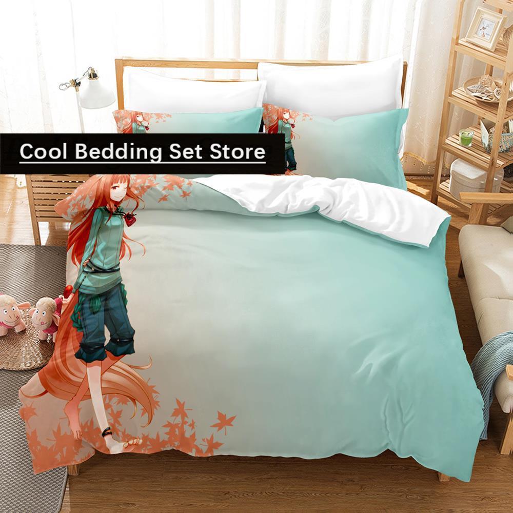 Spice and Wolf Bedding Set Single Twin Full Queen King Size Bed Set Aldult Kid Bedroom Duvetcover Sets 3D Print Anime