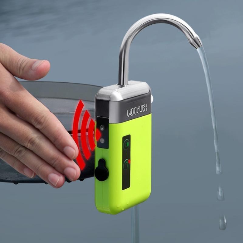 Tragbare 3-in-1-Mini-Sauerstoffpumpe mit Luftstein, Schlauch, Sensor, USB-Aufladung, automatischer Wasserpumpe, LED-Beleuchtung für Outdoor-Angeln