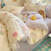 Sleeping Grid INS Age Reducing Cute Cartoon Style 40 Count Cotton Four Piece Set