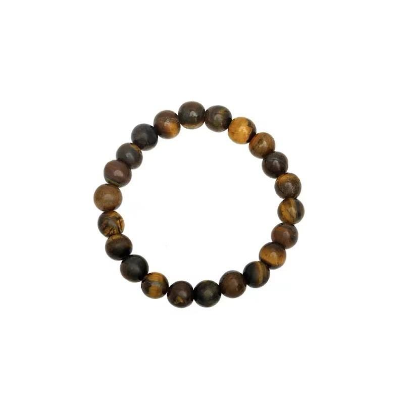 Geometric Sophisticated Design Tiger Eye Bracelet With Silver Beads For Summer Fashion 2024
