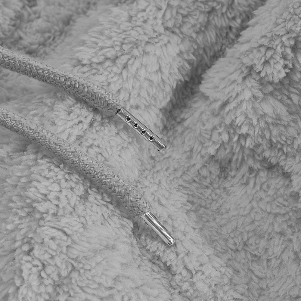 Stylish Men's Solid Color Fleece Hoodies Autumn Winter Vintage Drawstring Wool Hooded Sweatshirts Trendy Mens Long Sleeve Hoodie