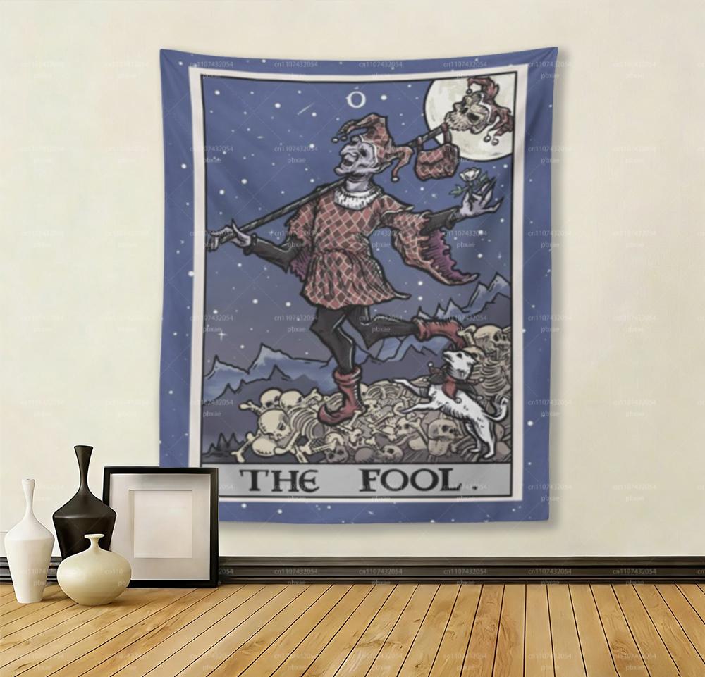 The Fool Tarot Card Tapestry Home Spooky Wall Hanging Horror Wall Art Occult Gothic Home Decor Wall Art Print