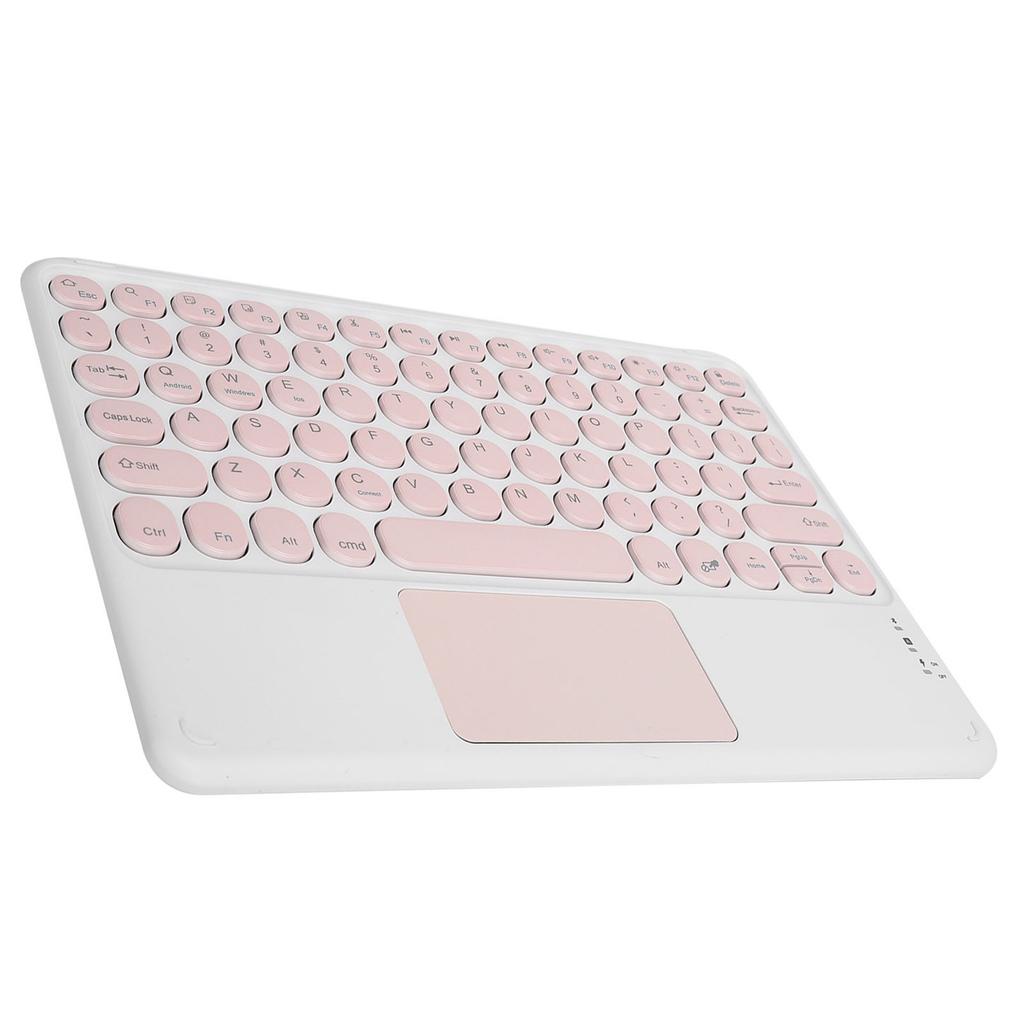 Bluetooth Keyboard Touchpad Round Keycap with Ergonomic Design Stable Connection 10inPink