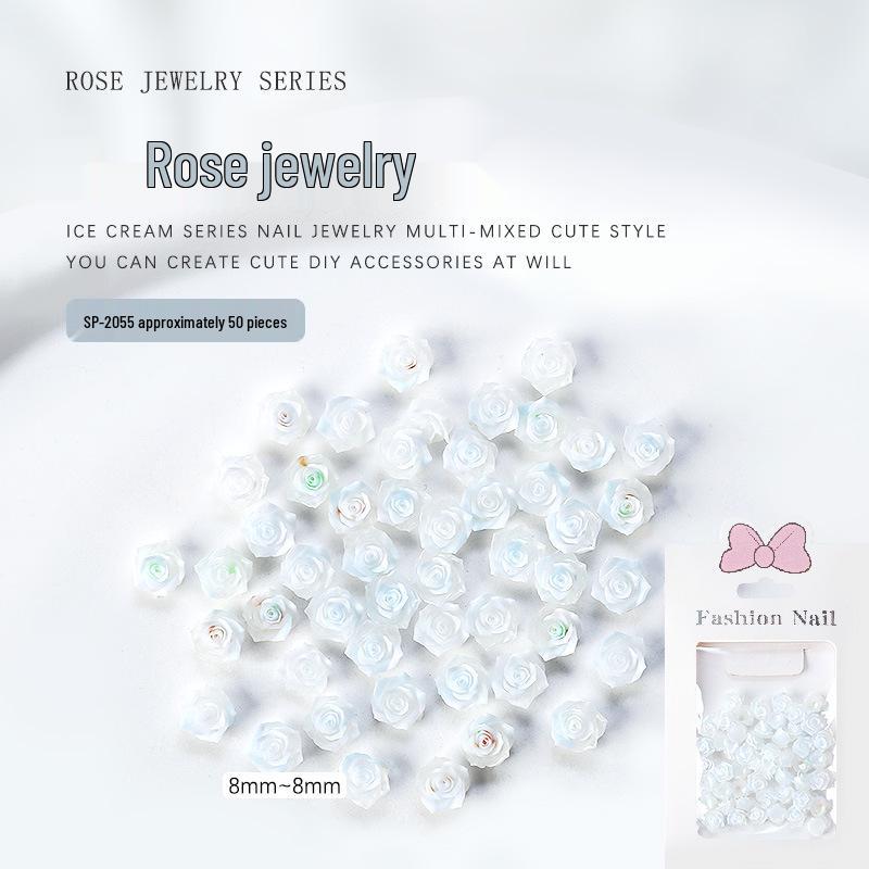 Gradient Camellia Resin Rhinestones Rose Nail Art Decorations, 3D Colorful Flatback Flowers (Approx. 50 Pieces)