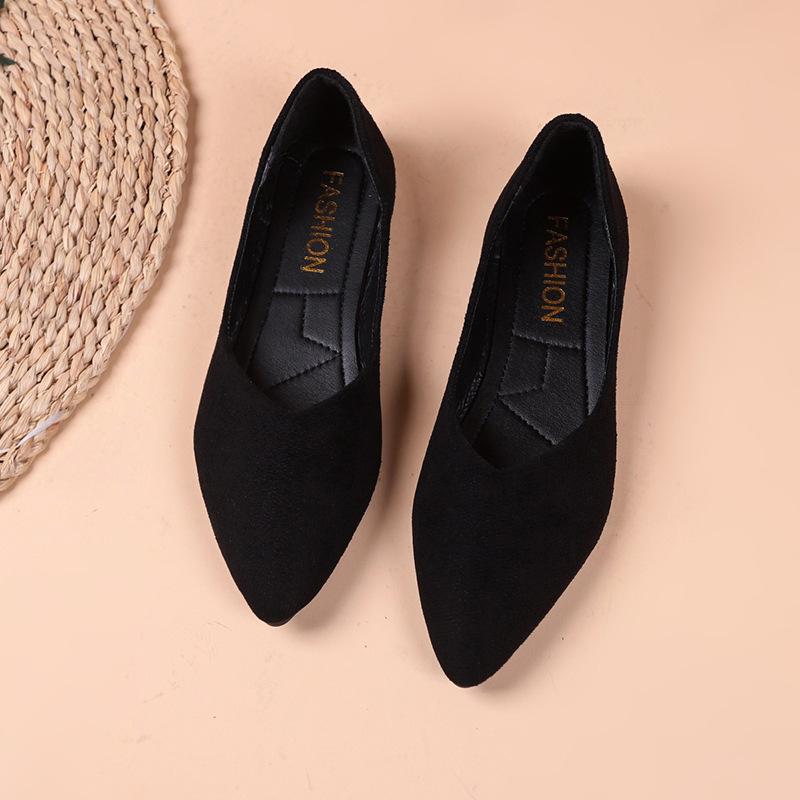 Large size pointed head shallow mouth single shoes spring and summer new casual flat bottom soft sole single shoes