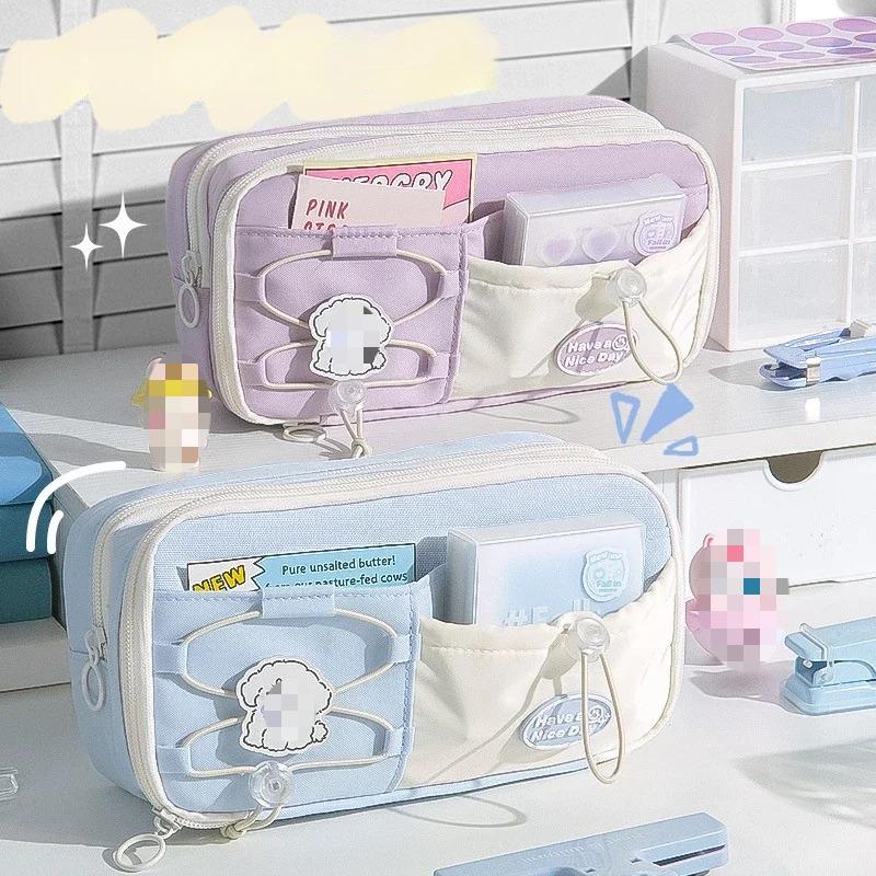 Cartoon Puppy Pencil Case for Kids Large Capacity Stationery Scrapbook Storage Bag Portable Sweet Pencil Bag Student Supplies