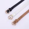 Women'S Golden Heart Buckle Slim Belt Simple and Fashionable Pants Belt with Jeans Dress Suitable for Daily Commuting