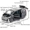 1:32 Scale Alphard Model Car Toys Alloy Diecast MPV Sound Light Doors Opened Pull Back Rubber Tires Vehicle Models for Kids Gift