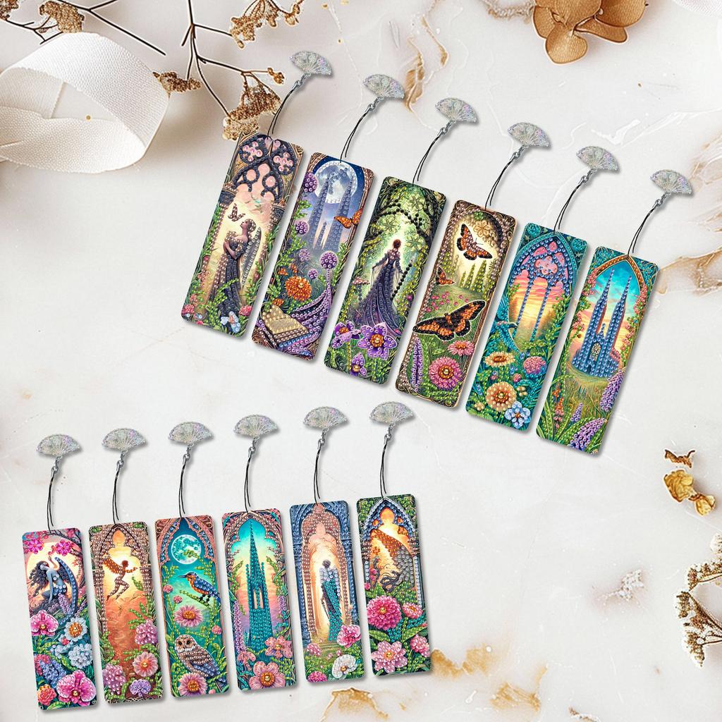 12Pcs Animal Landscape Themed DIY Diamond Art Bookmark Diamond Painting Art Bookmarks for Readers Home Office Decor & Gift Idea