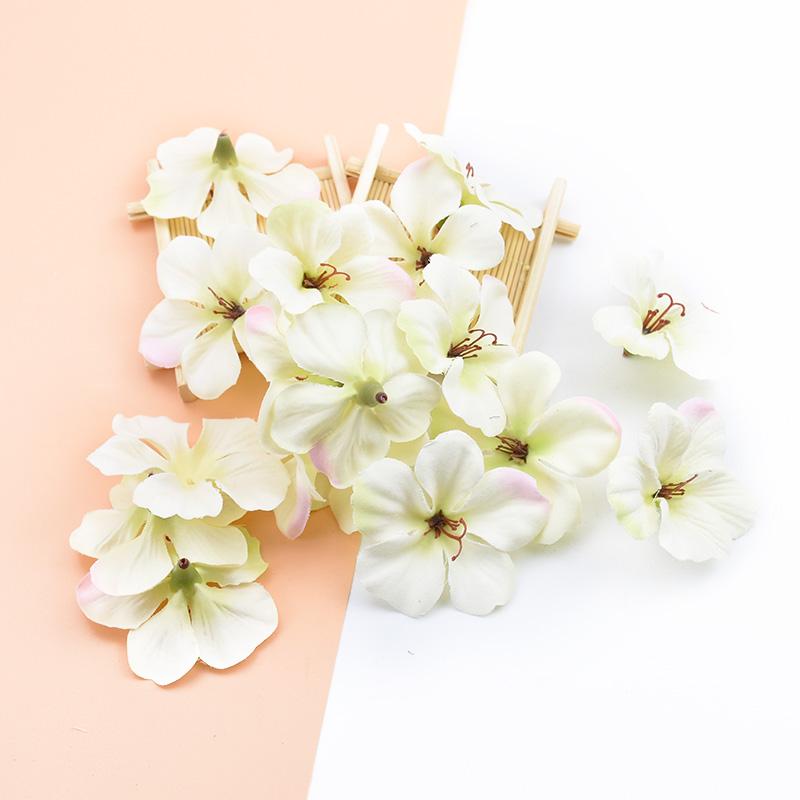 50/100PCS Artificial Flowers Silk Orchid Head Fake Cherry Flower Wall Wedding Home Decor Scrapbook Diy Gifts Candy Boxes Bouquet