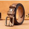 Handmade Men's Genuine Leather Pin Buckle Belt: Pure Cowhide, Casual Retro Design for Students, Middle-aged, and Young People, Trendy Denim Accessory.