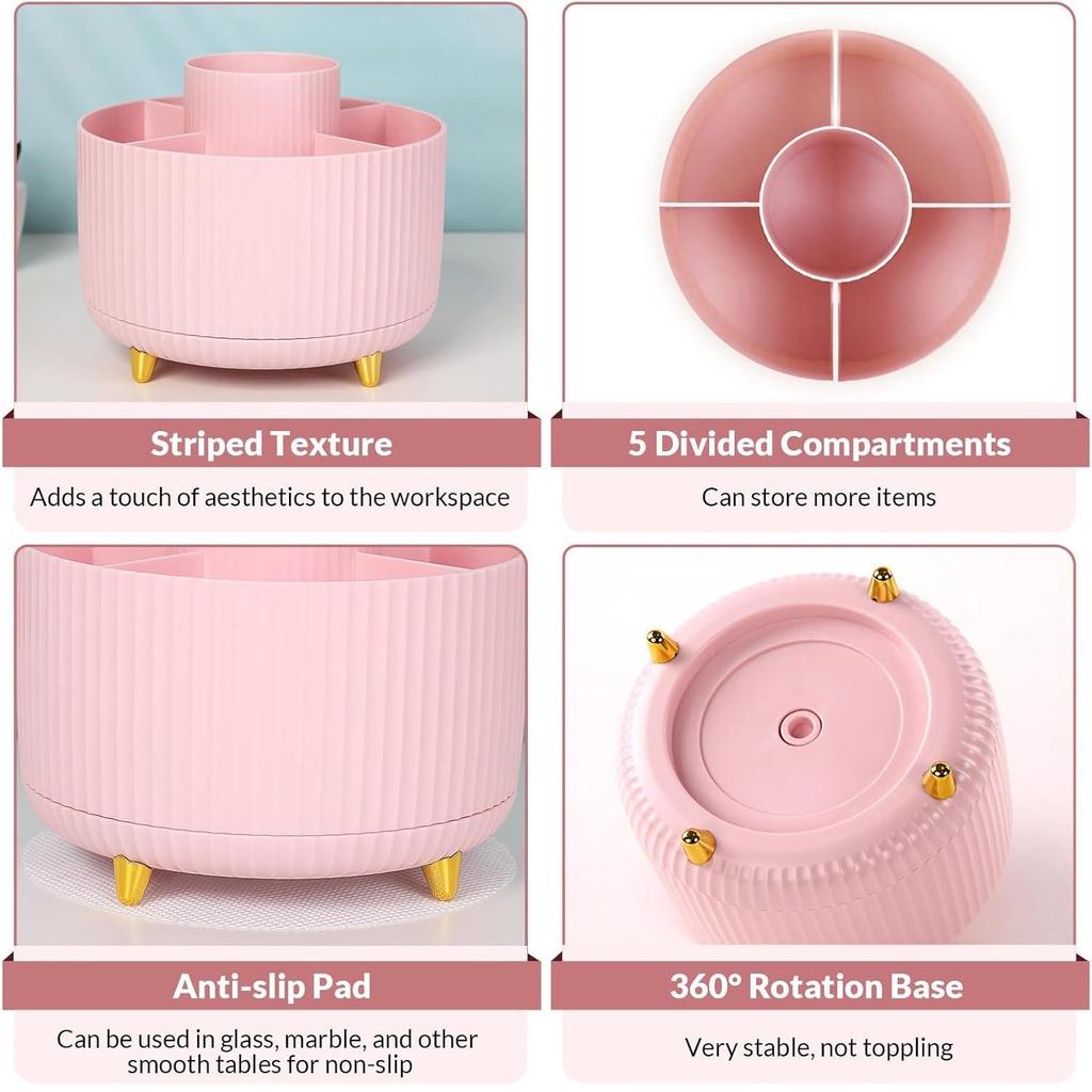 1pcs Desk Organizer, 360-Degree Rotating Pen Holder for Desk, Desk Organizers and Accessories with 5 Compartments