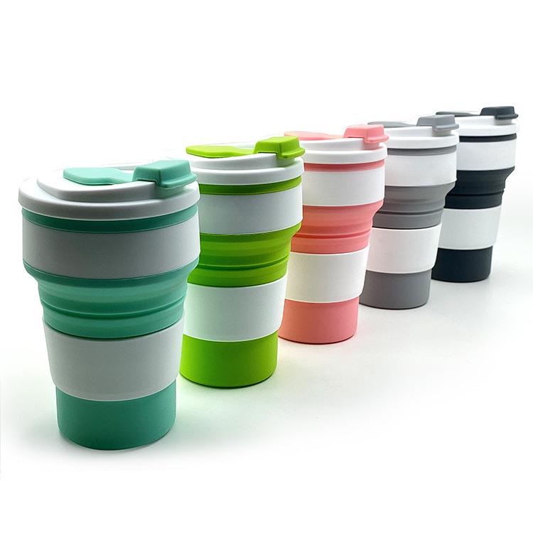 350ml Portable Silicone Collapsible Cup with Lid - High Temp Resistant & Anti-Scald Coffee Mug