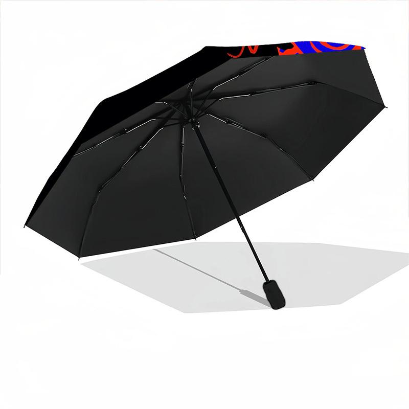 1 Stück Psychedelische Katze Automatischer Faltregenschirm, Tragbares faltbares Design, Lässiges Outdoor-Accessoire, für alle Jahreszeiten004