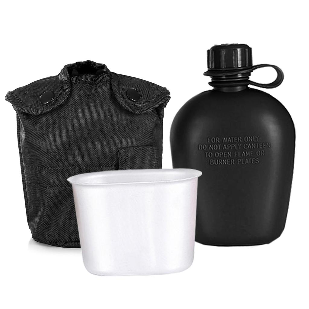 3-teiliges Feldflaschen-Set mit Aluminiumbecher und Hülle für Outdoor-Camping, Wandern, Rucksackreisen, Survival 3-teiliges Feldflaschen-Set