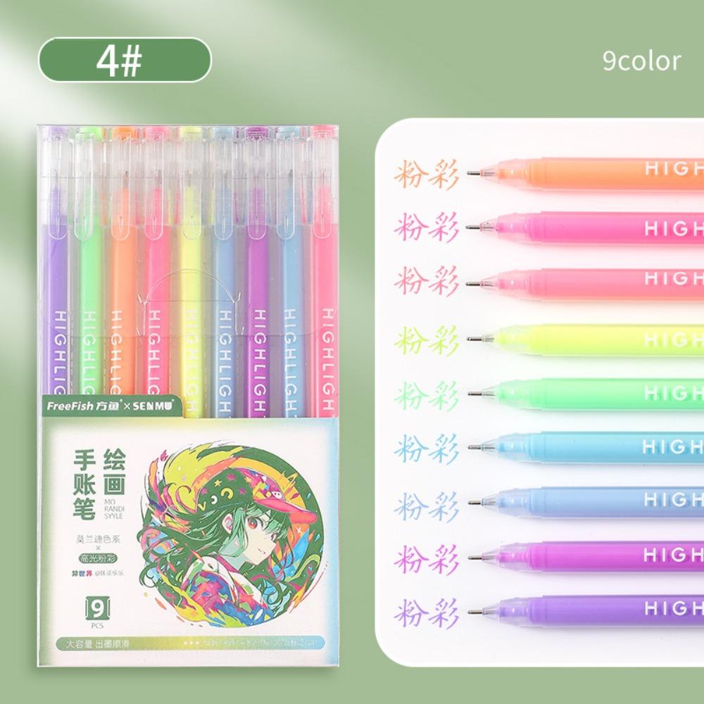 

Набор ручек для ручного учета большой емкости 9 цветов винтажный маркер креативная гелевая ручка подарок для студентов