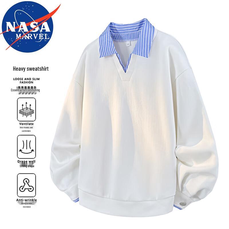 NASA MARVEL Men's V-Neck Faux Two-Piece Sweatshirt
