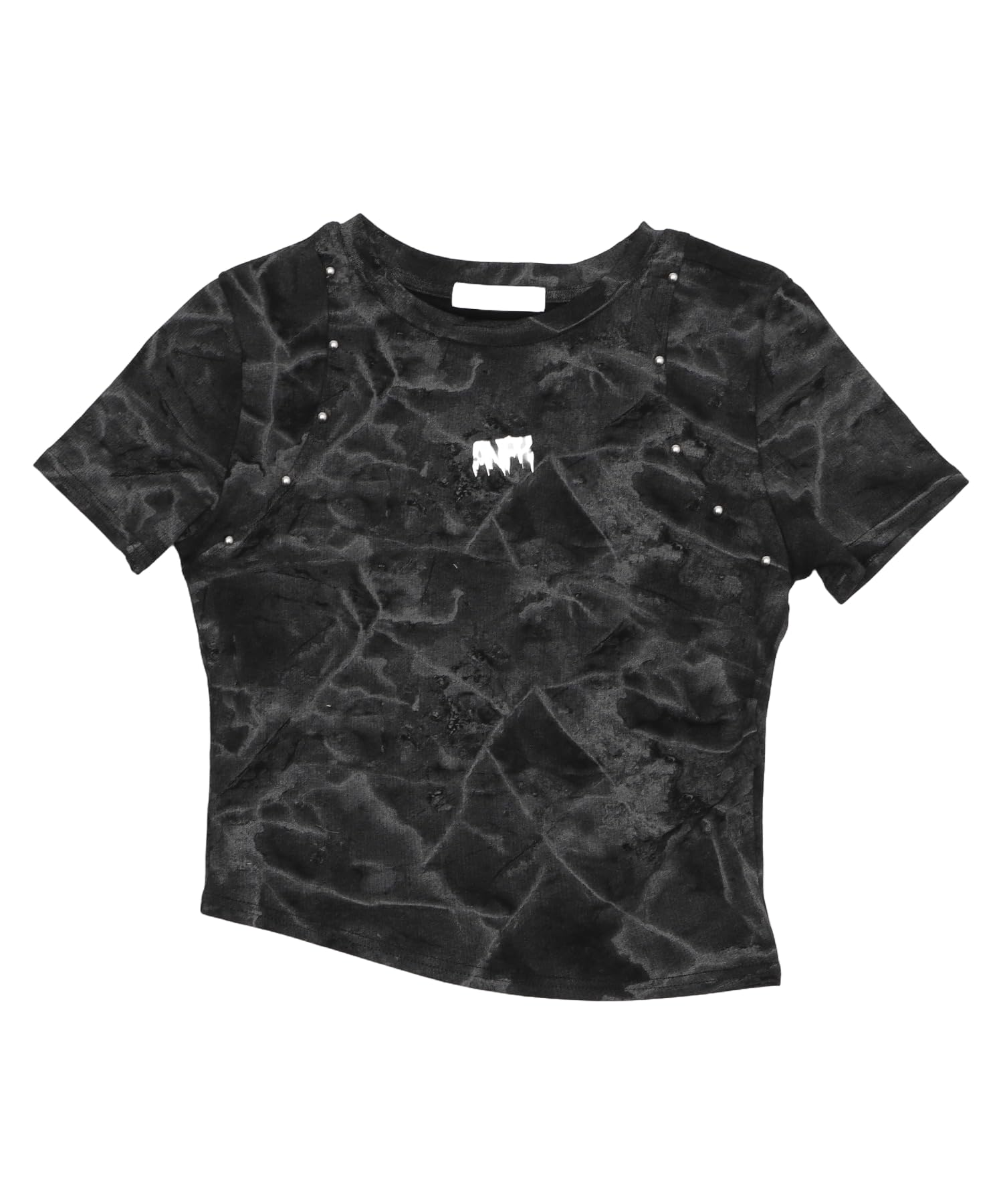 

WEGO Figments Metal Badge Studs Short Summer Size Black T-Shirt, Sleeve, Top, Streetwear, Women s, F, чёрный