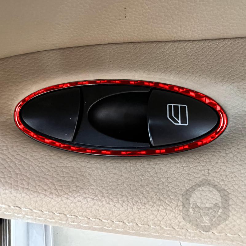 For Mercedes-Benz CLS C219 2004-2009 Real Carbon Fiber Sticker Door Lift Button Panel Trim Frame Car Accessories Decorative