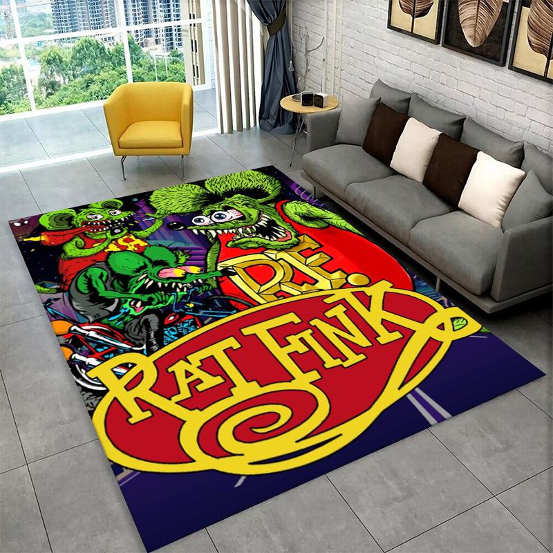 3D Rat Fink Cartoon Raceauto Moto Bord Tapijt Vloerkleed voor Slaapkamer Woonkamer Bank Deurmat Huisdecoratie,Kind Speelruimte Tapijt Antislip