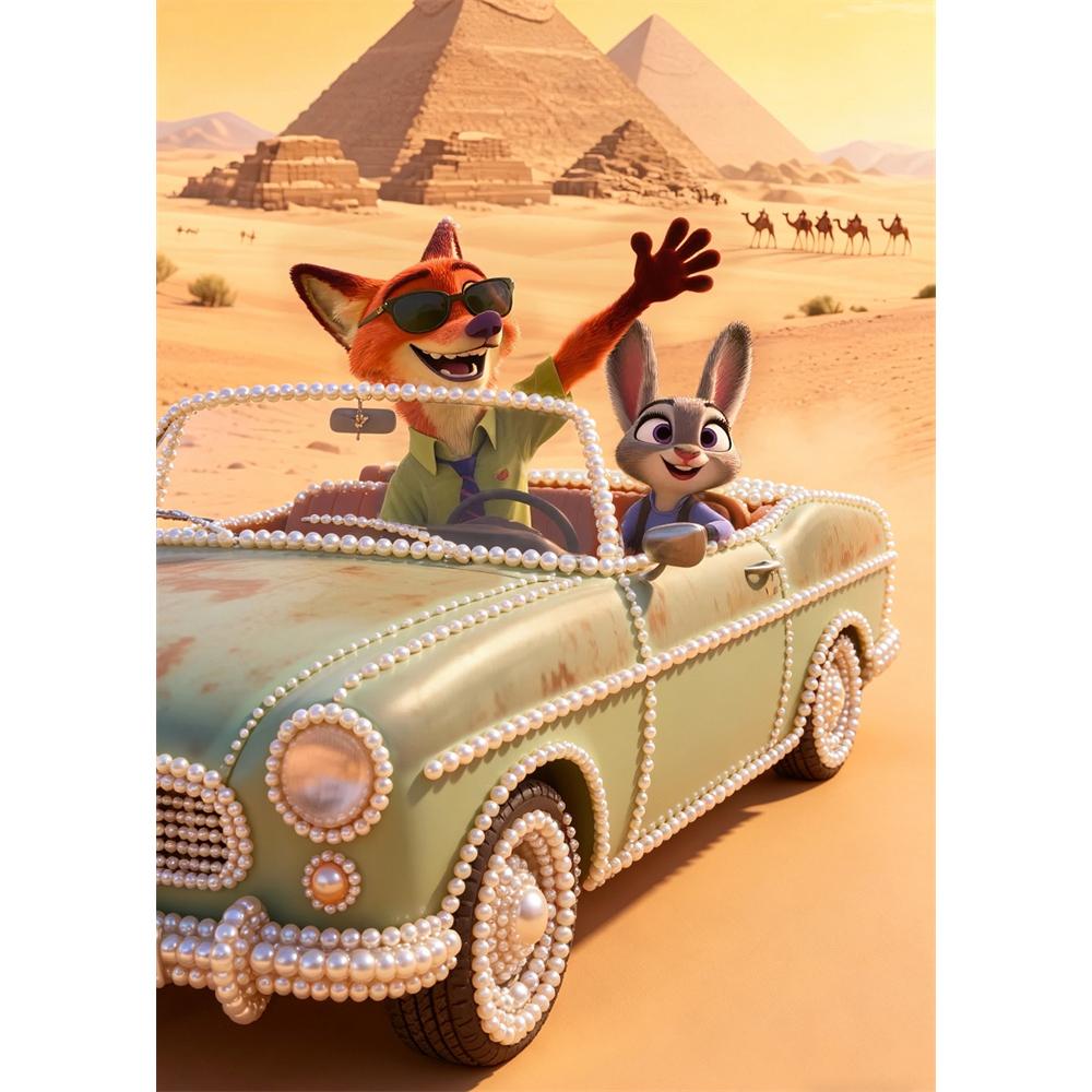 

Disney Pearl Painting Zootopia Nick and Judy Handmade DIY Pearl Gem Painting Pictures Crafts Special Shape Home Wall Decoration 30x40