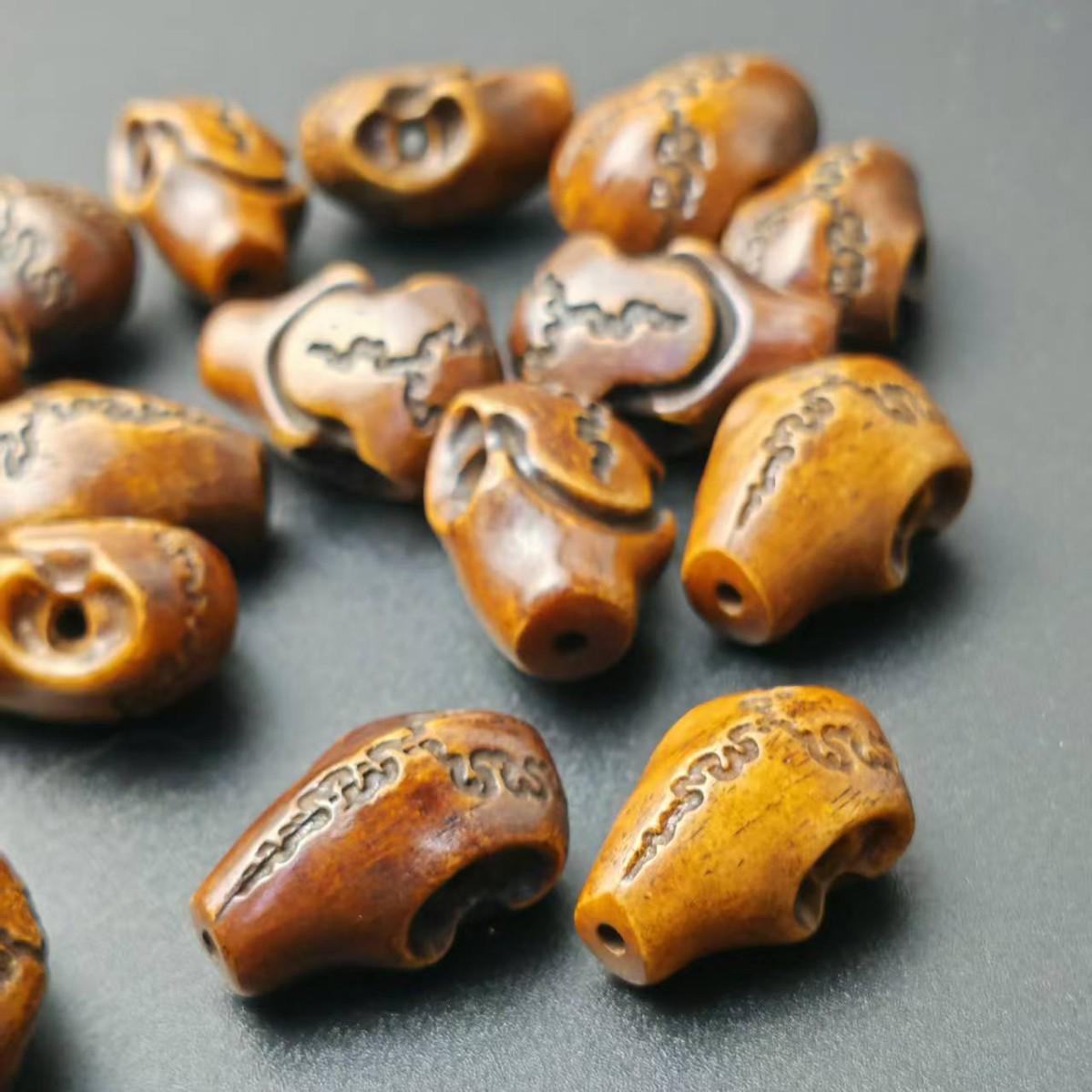 

Antique Yak Bone Carved Bracelet, 2.2 x 1.5, Unique Loose Bead Jewelry 22mm