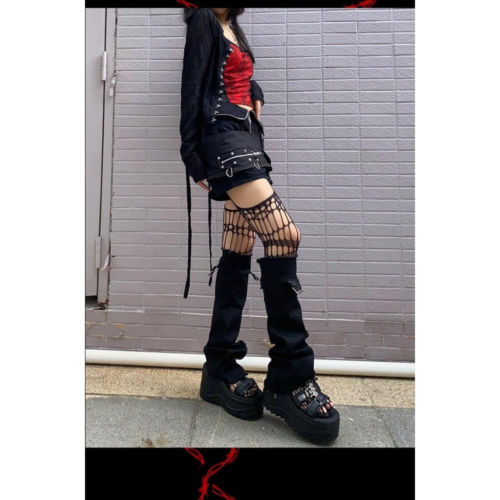 Spice Girl Beautiful Legs Net Red Knee Socks Sexy Suspenders Pantyhose Women's Japanese Black Jk Socks High Tube Hollow Net Socks Thin