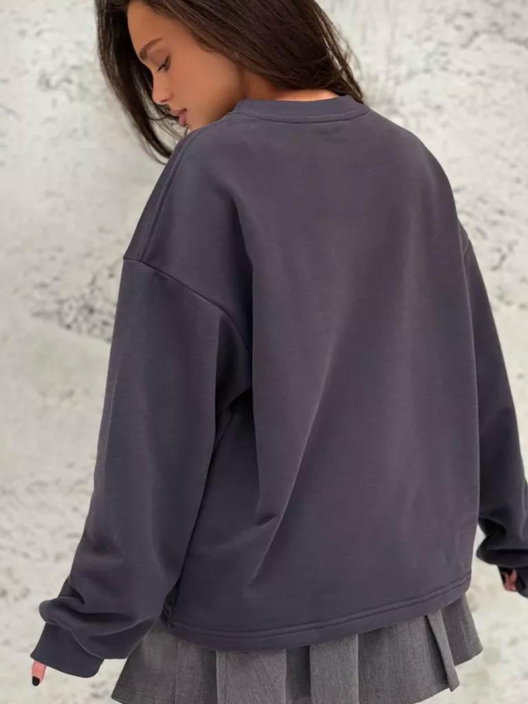 100% cotton bundle T-shirt early autumn fashion letter print lazy style versatile top